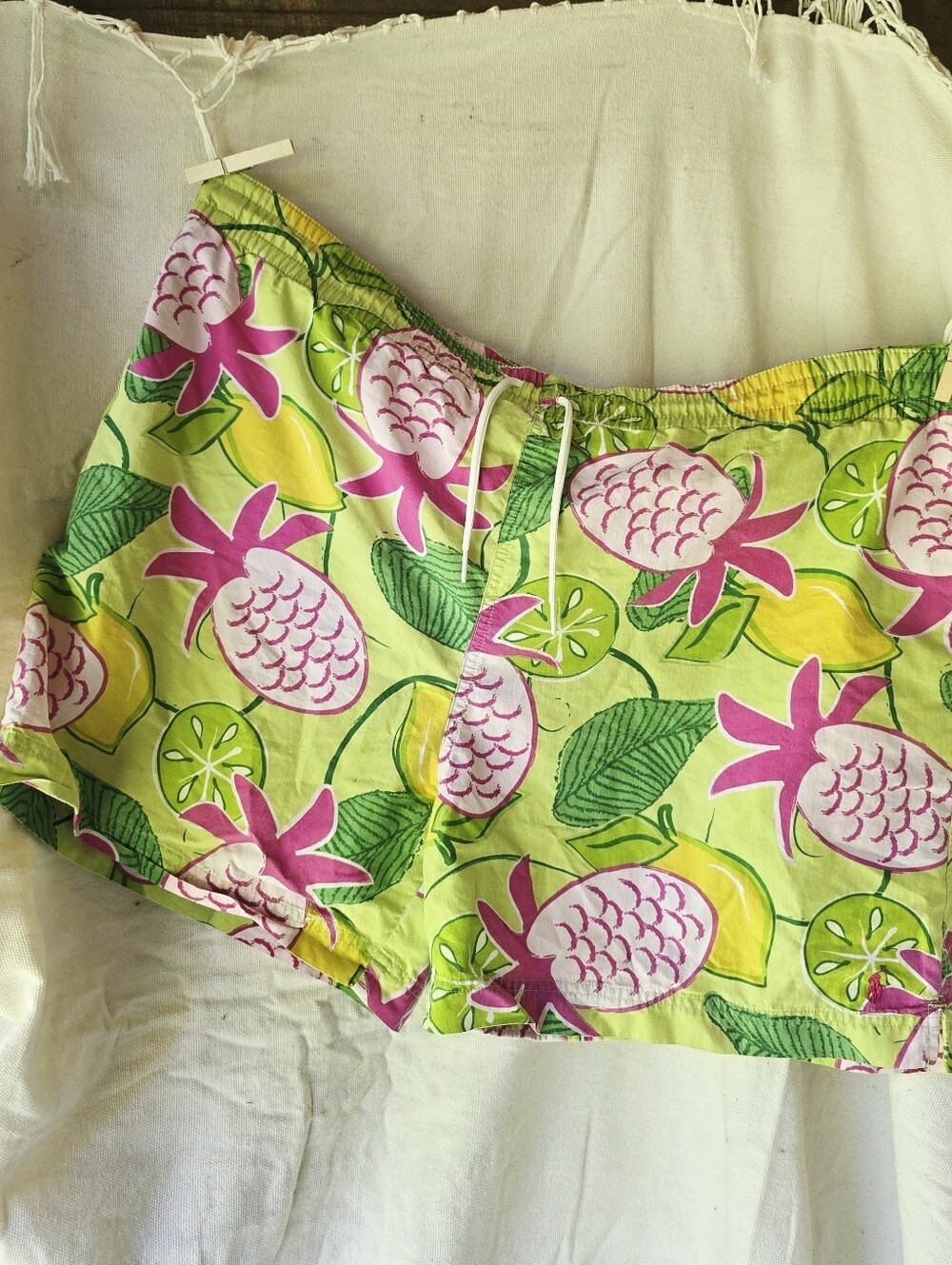 Vintage Polo by Ralph Lauren Neon Citrus Pineapple Floral Swim Shorts Mens 2XL